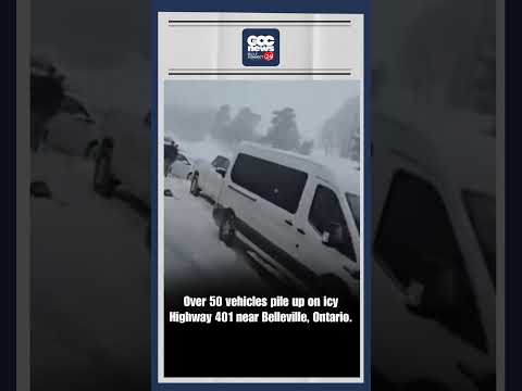 Highway 401 Massive 50 Vehicle Pileup Belleville Slippery Road Chaos