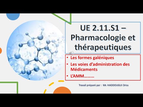 Pharmacology and therapeutics exam topics for UE 2.11.S1
