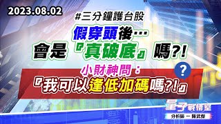 【量子戰情室】#陳武傑 0802 #三分鐘護台股 假穿頭後…會是『真破底』嗎?!小財神問：『我可以逢低加碼嗎?!』 (圖)