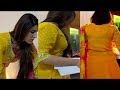 Black Blouse Visible Of Beautiful Pakistani Actress Hareem In Yellow Shirt