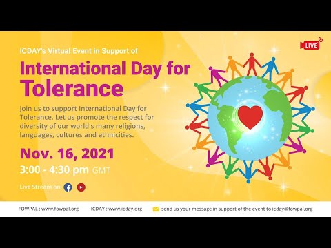 [Live Stream] ICDAY's Virtual Event : International Day for Tolerance 11/16/2021