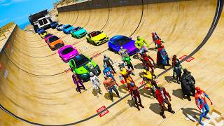 Homem Aranha e Amigos Corrida de Triplo Rampa Carros, Caminhões Legais! Сhallenge Spiderman 2