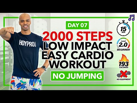 15 MIN Easy Step Cardio HIIT Workout (Low Impact) | 2000 Steps Cardio - Day 7