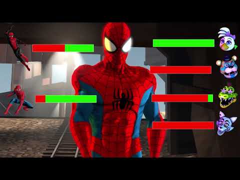[SFM FNAF] Security Breach vs Spider Man WITH Healthbars!
