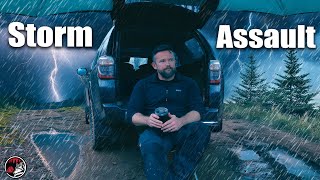 Wilderness Camping During a Severe Thunderstorm - Heavy Rain Camping