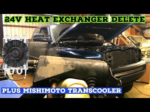 24v Dodge Ram heat exchanger delete/bypass. How to install Mishimoto Heavy-Duty transcooler.