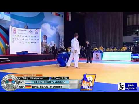 Judo 2010 Grand Prix Dusseldorf: Adiljon Tulendibaev (UZB) - Andre Breitbarth (GER) [+100kg]