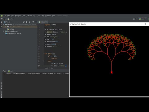 Python Turtle Tree Art Create Tree Using Python Code Pythongui Pythonturtle Pythonprogramming