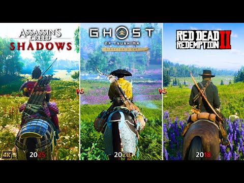 AC Shadows vs Ghost of Tsushima vs RDR 2 | PC | Graphics, Physics and Details Comparison