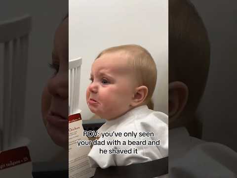 Kids reaction when they noticed their dad’s beard is shaved
