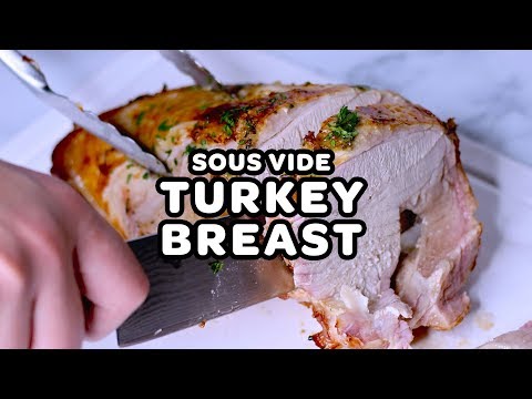 Sous vide turkey breast (a delicious sous vide Thanksgiving dish) with cooking temperature + time!