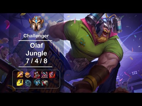 [4K] LOL Challenger Olaf Jungle (7/4/8) Ep389