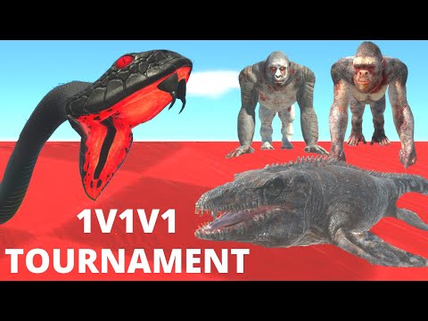 1V1V1 -  TOURNAMENT  -  PRIMATES VS AQUATICS VS REPTILES  - ANIMAL REVOLT BATTLE SIMULATOR
