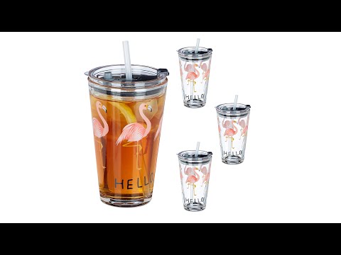 Verre avec paille flamant rose lot de 4, Je commande !