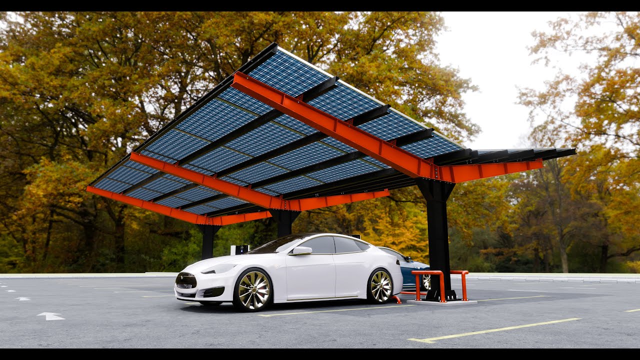 Y Type 4x2 Car Solar Carport 3D Model