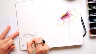 How to Paint Beautiful Daisy Flower in New Watercolor Sketchbook