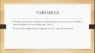 VARIABLES IN MATLAB