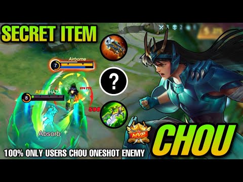 Chou Users, You Must Try This SECRET ITEM FOR ONESHOT 99% ONLY KILL ENEMY - Mobile Legends