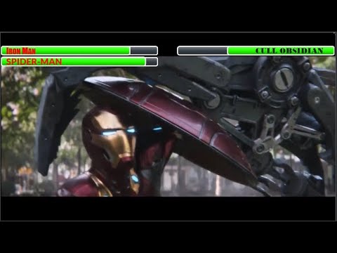 Iron Man and Spider-Man vs Cull Obsidian With Healthbars