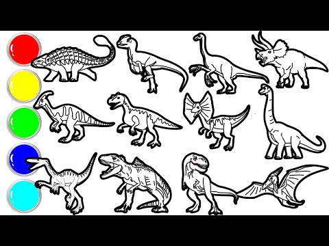 Draw 12 Amazing Dinosaurs in 30 Minutes! Ankylosaurus, Dilophosaurus, Therizinosaurus, Triceratops,