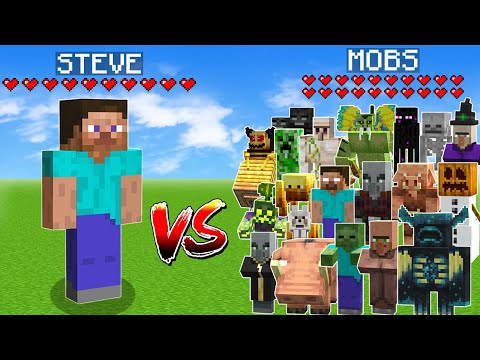 Steve vs All Mobs in Minecraft - Mob battle