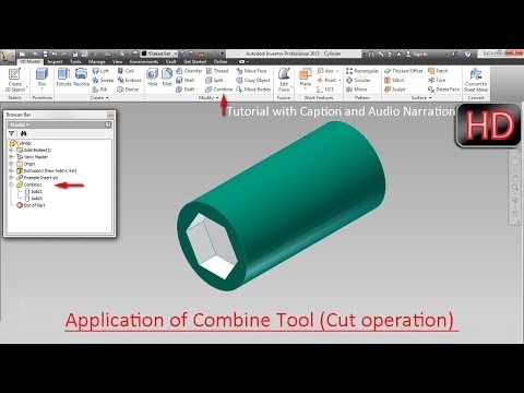 Application of Combine Tool (Cut operation) Autodesk Inventor