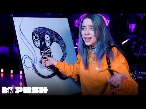 Billie Eilish Draws 'bury a friend' 🎨 Black Canvas | MTV Push