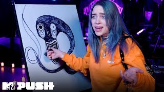 Billie Eilish Draws &#39;bury a friend&#39; 🎨 Black Canvas | MTV Push