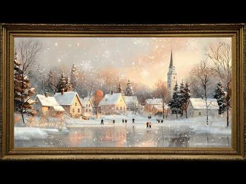 Winter Sunrise Christmas Morning, Vintage Impressionist Oil Painting | Framed TV Art Screensaver