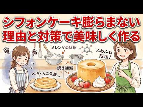 シフォンケーキ膨らまない理由と対策で美味しく作る　Why Your Chiffon Cake Won't Rise & How to Fix It for a Perfect Bake