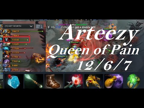 Arteezy Mid Queen of Pain - Full Pub Game - Dota2