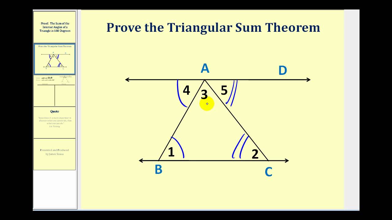 Proving the Triangle Sum Theorem