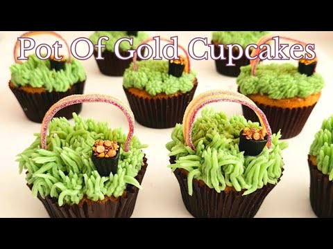 Pot Of Gold Cupcakes - ☘️St Parick's Day Rainbow Cakes Tutorial 🌈#St Paddy's Day