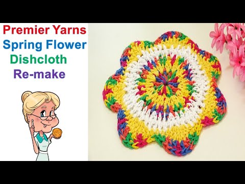 EASY CROCHET  Spring Flower Dishcloth Remake - Crochet Tutorial -  #MakeitPremier