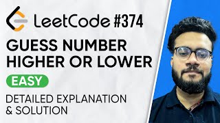 YouTube video '374. Guess Number Higher or Lower Leetcode Problem | Solution with Explanation | DSA Problem Series'
