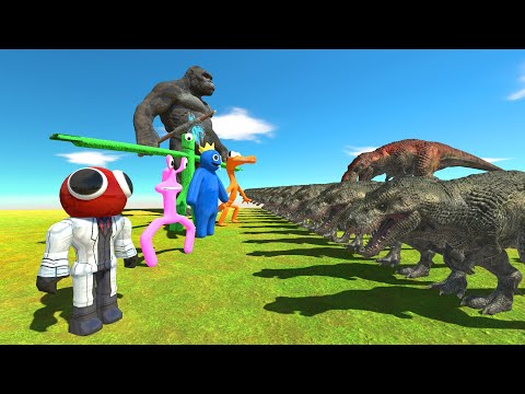 Rainbow Friends vs King Kong in T-rex Challenge - Animal Revolt Battle Simulator