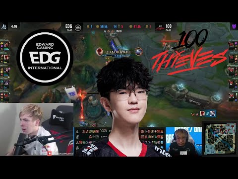 LS And Ender Cast EDG Jiejie's Quadra Kill Against 100T!!