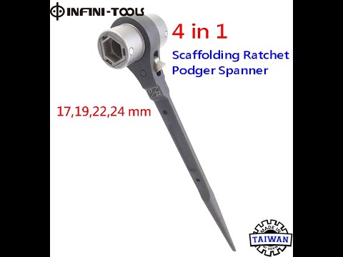 4 in 1 Scaffolding Ratchet Podger Spanner 17,19,22,24 mm PRW 17294 INFINITOOLS