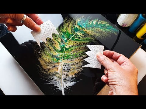 stunning acrylic painting swipe method of a feather by ab creative