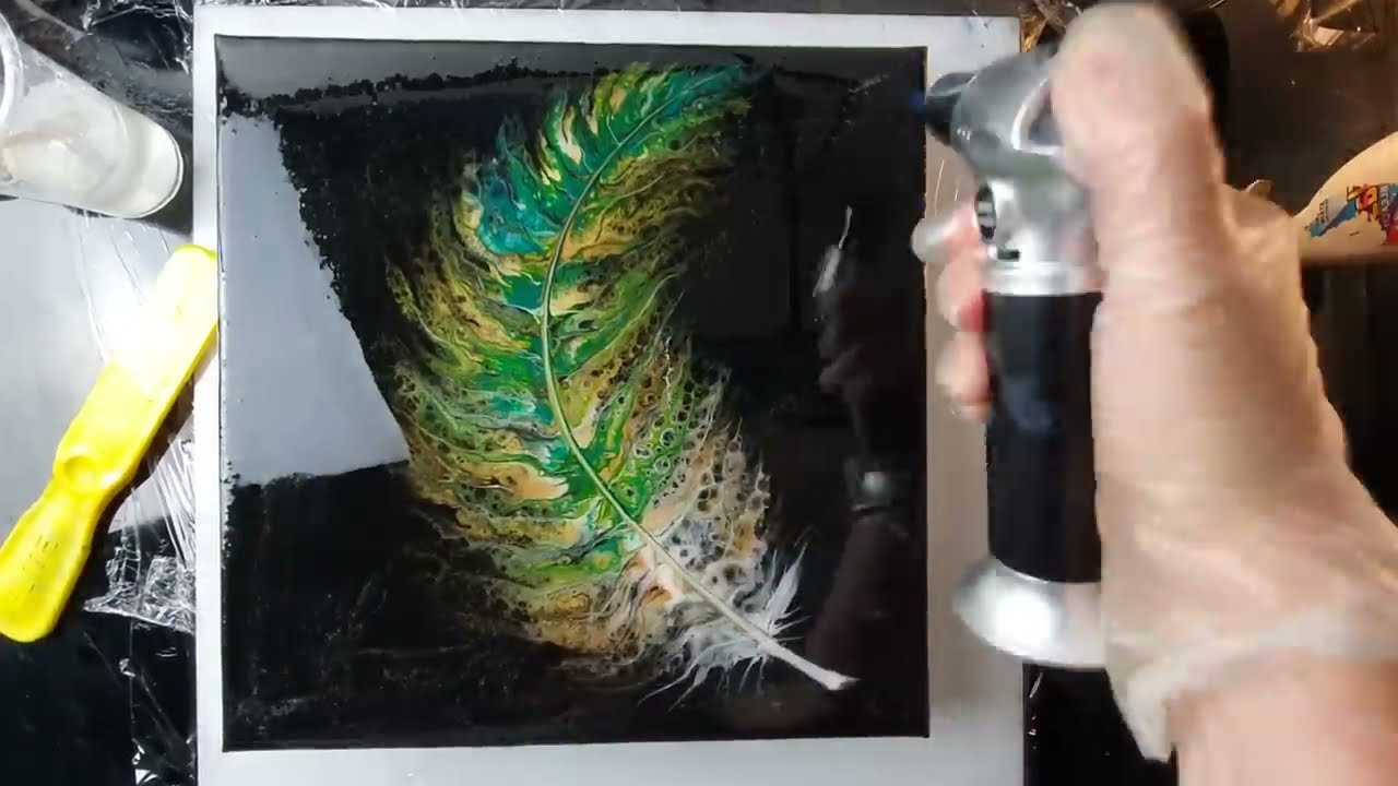 stunning acrylic painting swipe method of a feather by ab creative