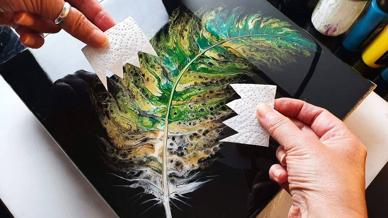 stunning acrylic painting swipe method of a feather by ab creative