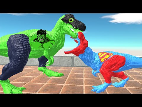 SUPERMAN T-REX DEATH RUN FINAL | Superman T-rex vs Hulk T-rex (Animals Revolt Battle Simulator)