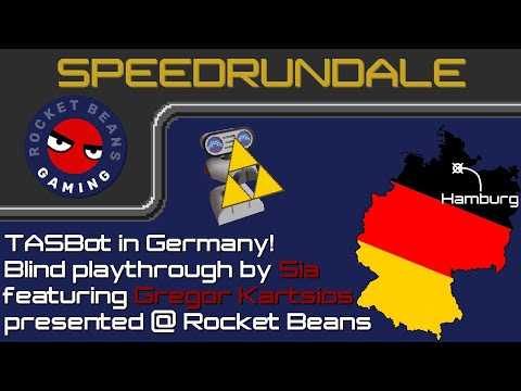 TASBot in Germany, helping Sia experience Triforce% for the first time (Rocket Beans Speedrundale)
