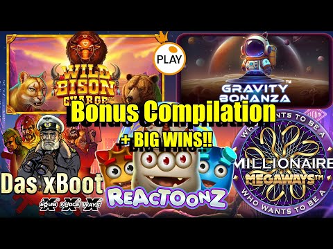 Thumbnail for video: Bonus Compilation + Bonus Buys + Community BIG WINS!! Millionaire Megaways, Reactoonz & Much More