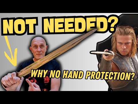 Why were HAND GUARDS not needed on BRONZE AGE SWORDS?