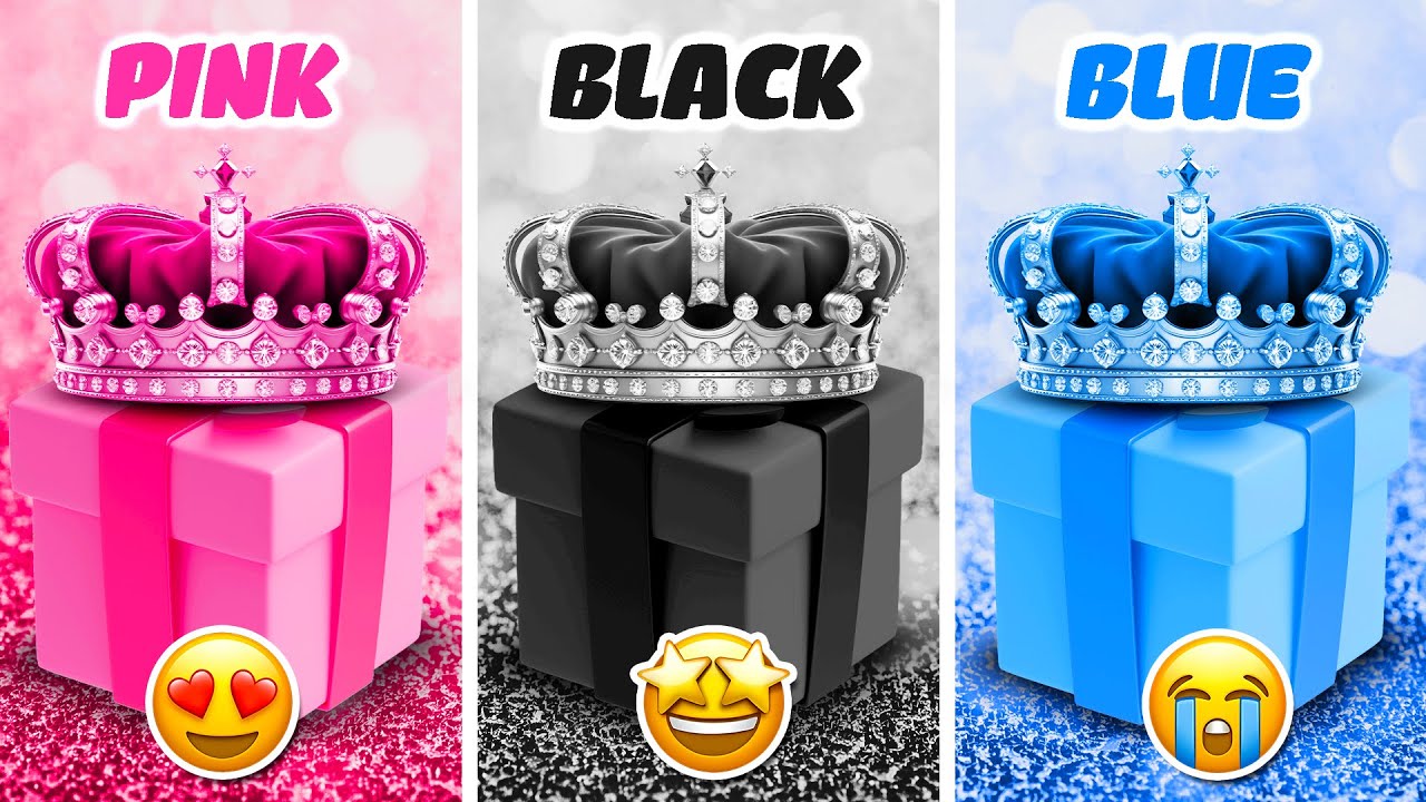Choose Your Gift🎁 || 3 Gift Box Challenge | Pink, Black & Blue | 2 good 1 bad | Inside Quiz