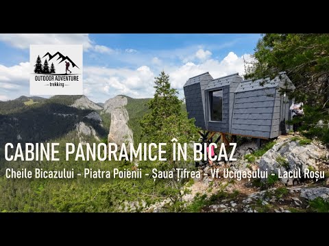 Cabine panoramice în Bicaz. Cheile Bicăjelului. [4k]