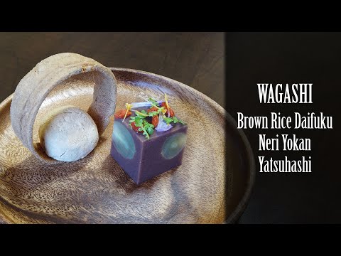 Traditional Japanese desserts (Wagashi) - Brown Rice Daifuku Mochi, Neri Yokan & Yatsuhashi