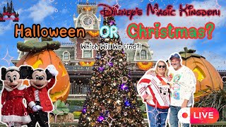 Disney Magic Kingdom LIVE — Did Christmas Take Over Halloween Overnight?! 🎃➡🎄