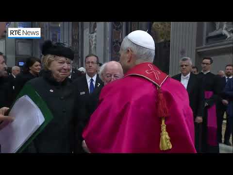 The Pope broke protocol by instinctively stepping forward to greet Ireland's 84-year-old President
